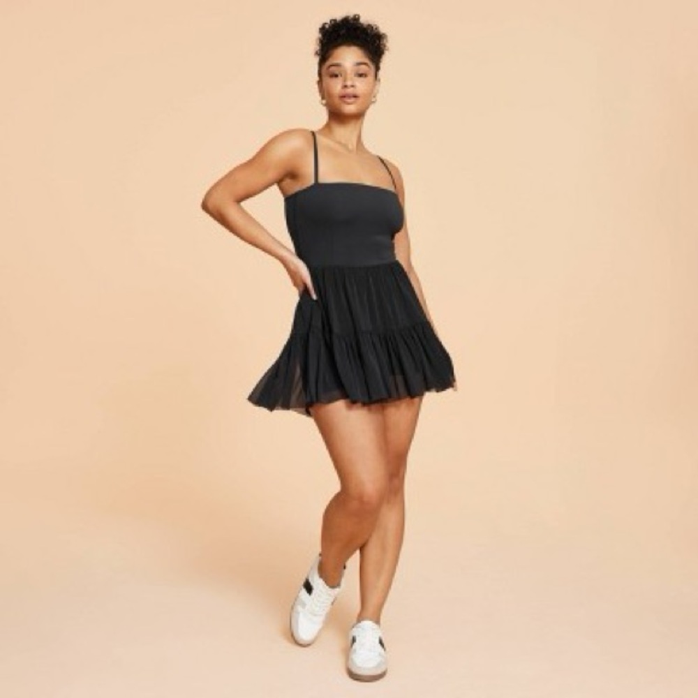 Blogilates by Popflex Blaxk Ballerina Chiffon Active Mini Dress Size Large